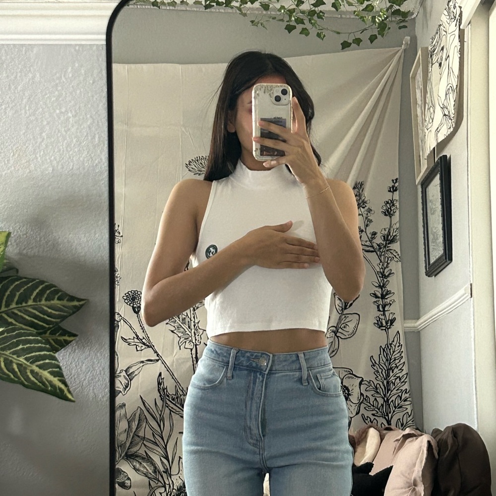 White Sleeveless Crop Top